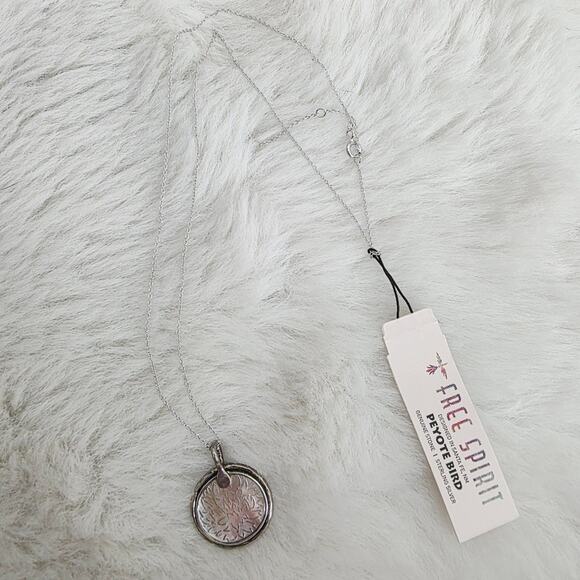 NEW Free Spirit Peyote Bird Silver Chain Necklace Lotus Flower Coin Pendant - Picture 8 of 8